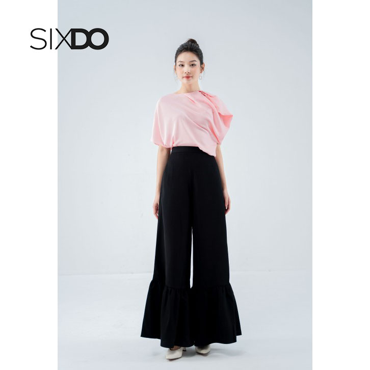 Áo lụa cánh dơi cổ tròn xếp ly SIXDO - Freesize&lt;65kg