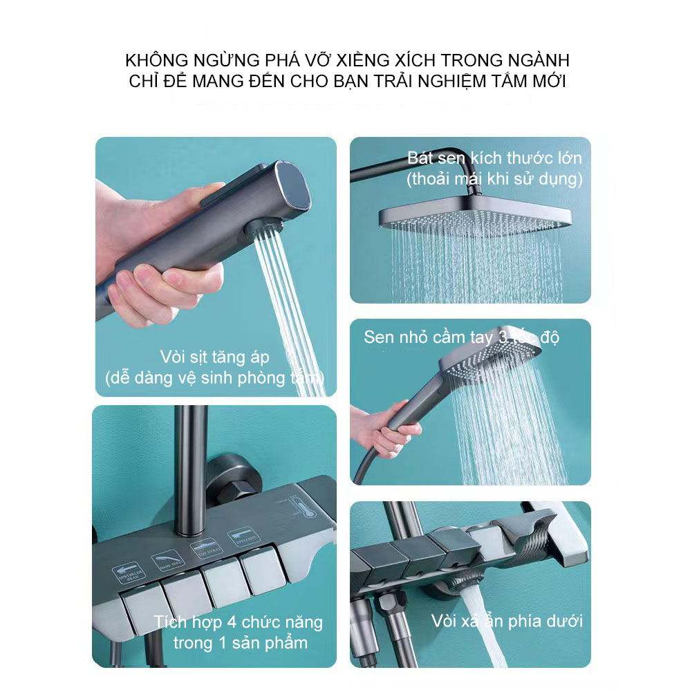 Vòi Sen Tắm Nóng Lạnh Thế Hệ Mới Cho Nhà Tắm Tiện Nghi Điều Chỉnh Phím Piano Lõi Van Sứ