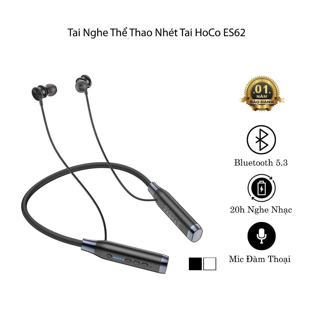 Tai nghe thể thao đeo cổ Sothing Hoco ES62, tai nghe bluetooth hỗ trợ mic đàm thoại, 120h nghe nhạc- Hàng chính hãng