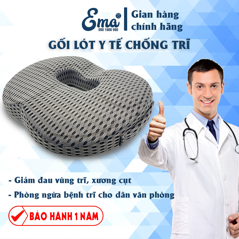 Gối ngồi lót mông y tế chống trĩ, đau xương cụt, ê mỏi mông cho dân văn phòng, lái xe, thu ngân, sinh viên...Chính hãng Ema - Hàng nhập khẩu