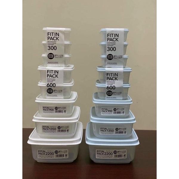 Set Hộp thực phẩm Fit in Pack 1350ml, 900ml, 600ml, 300ml 150ml nắp dẻo Sanada Nhật Bản dùng lò vi sóng, tủ đông lạnh