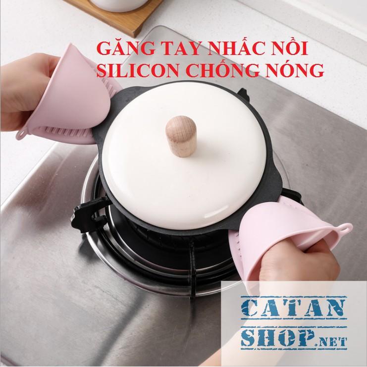 Bộ 2 Miếng kẹp nhấc nồi silicon tiện dụng hình mỏ vịt, chịu nhiệt cao, có móc treo, Đôi bao tay silicone cách nhiệt