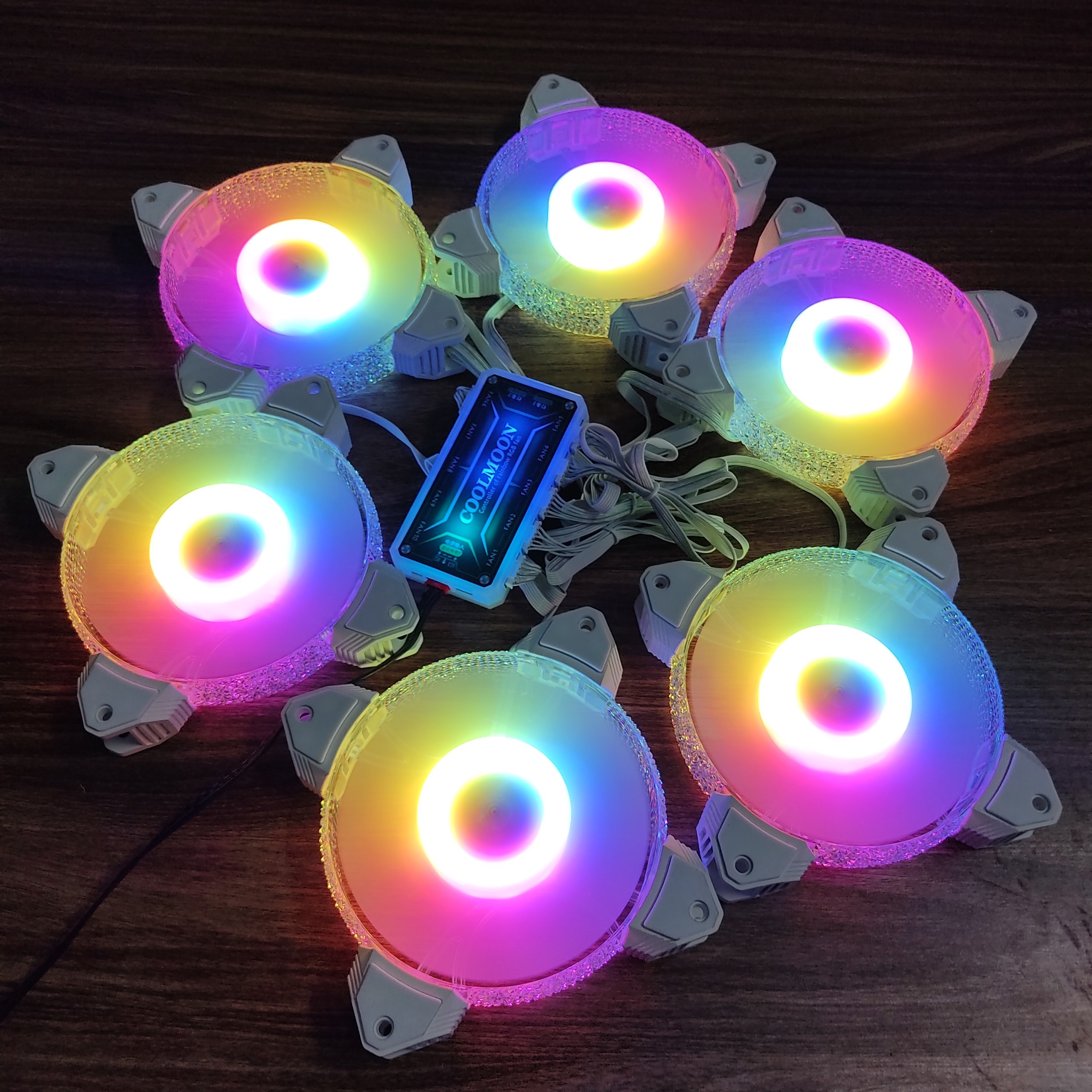 Bộ 6 quạt tản nhiệt máy tính, Fan Led, Fan case RGB đồng bộ màu Hub, Phiên bản Diamond