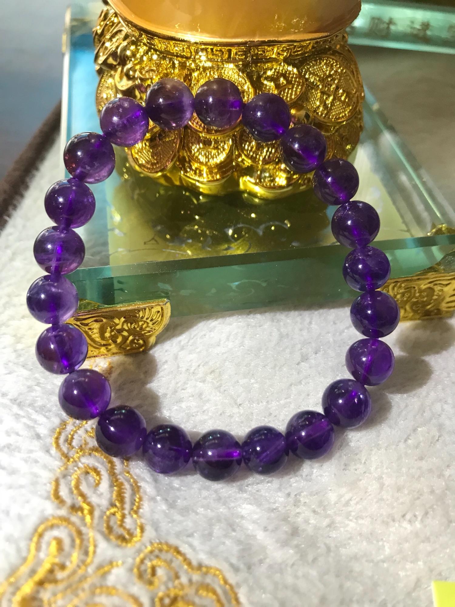 CHIẾC VÒNG MÀU TÍM THỦY CHUNG 8LY ĐÁ THẠCH ANH TÍM ĐẬM HÀNG ĐẸP THIÊN NHIÊN MẠNG HỎA MẠNG THỔ