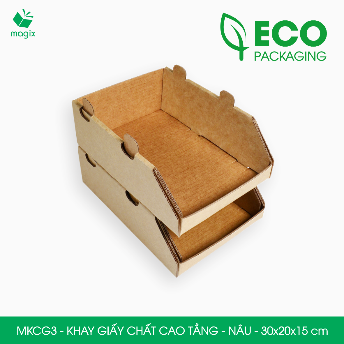 MKCG3 - 30x20x15 cm - 50 Khay giấy chất cao tầng bằng giấy carton siêu cứng, kệ giấy đựng đồ văn phòng, khay đựng dụng cụ, khay linh kiện, kệ phân loại dụng cụ