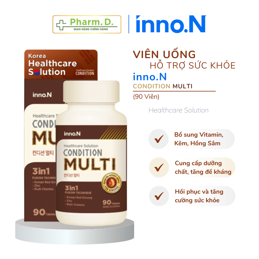 Viên Uống CONDITION Multi inno.N Bổ Sung Vitamin, Kẽm Và Chiết Xuất Hồng Sâm Hỗ Trợ Sức Khỏe (90 Viên)