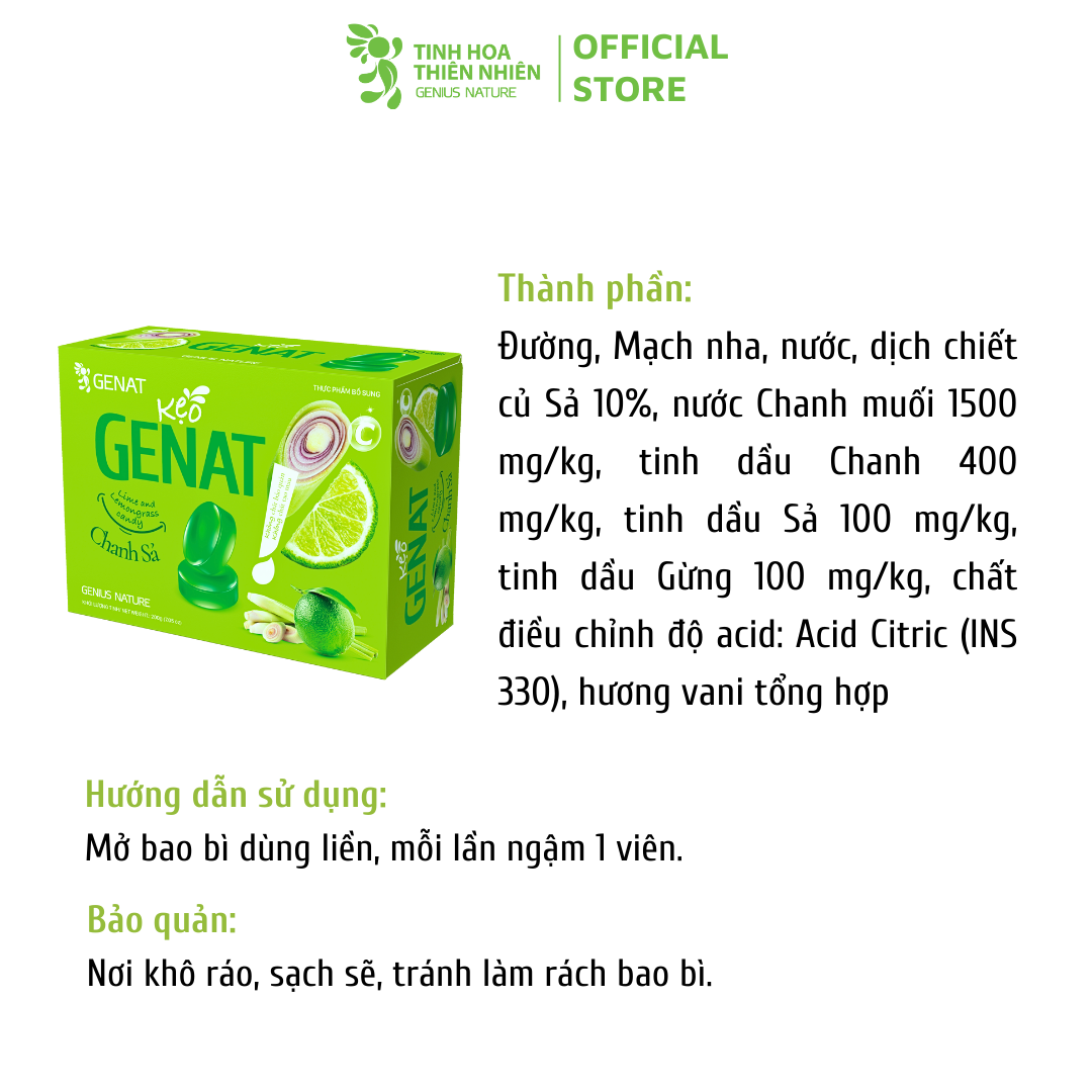 Kẹo ngậm Genat Chanh Sả - Giao 2H HCM
