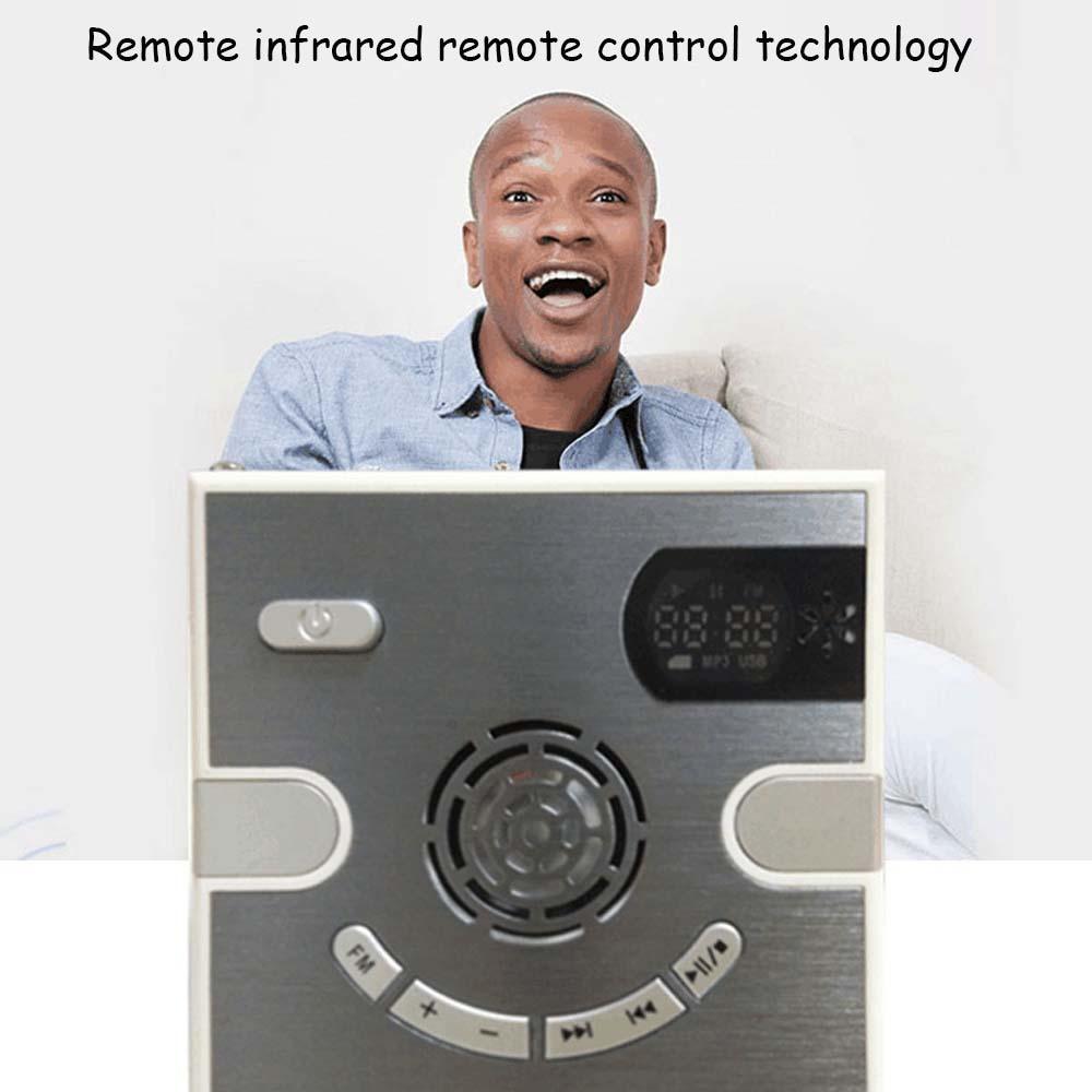 Jinserta 220V Wall Wireless Bluetooth Loa Player Music với Hiển thị thời gian Mini FM Radio Hỗ trợ TF Thẻ U Disk 3,5mm Jack Color: grey