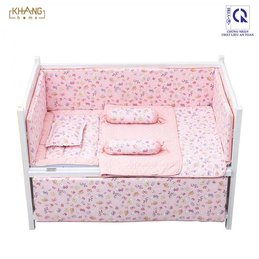 Bộ Quây Cũi Hai Mặt Khang Home 100% Cotton Thiên Nhiên Cao Cấp - Tỉ Trọng Cao Bảo Vệ Bé Khỏi Va Đập Vào Thành Cũi SQC