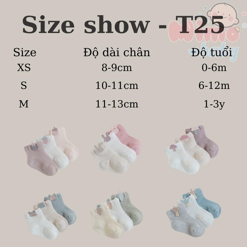 Set 3 đôi tất lưới cao cấp xuân hè cho bé T25 Mimo Baby