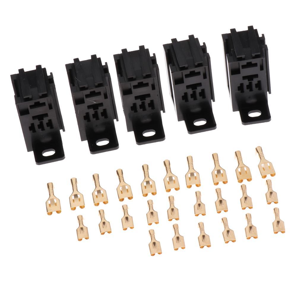 5 Pieces 5Pin Relay Holder Board Mount Socket with Terminals Black