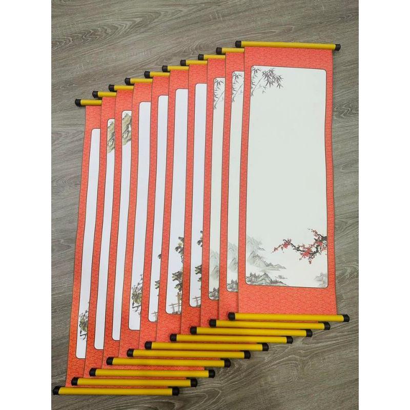 Combo 10 Giấy viết thư pháp có nẹp treo. Giấy viết thư pháp 27x80cm