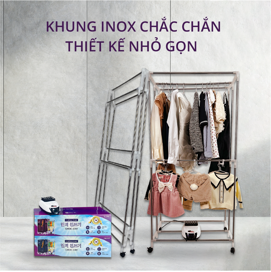 Tủ Sấy Quần Áo Di Động GUME Màu Xanh Than - Hàng Nhập Khẩu Hàn Quốc