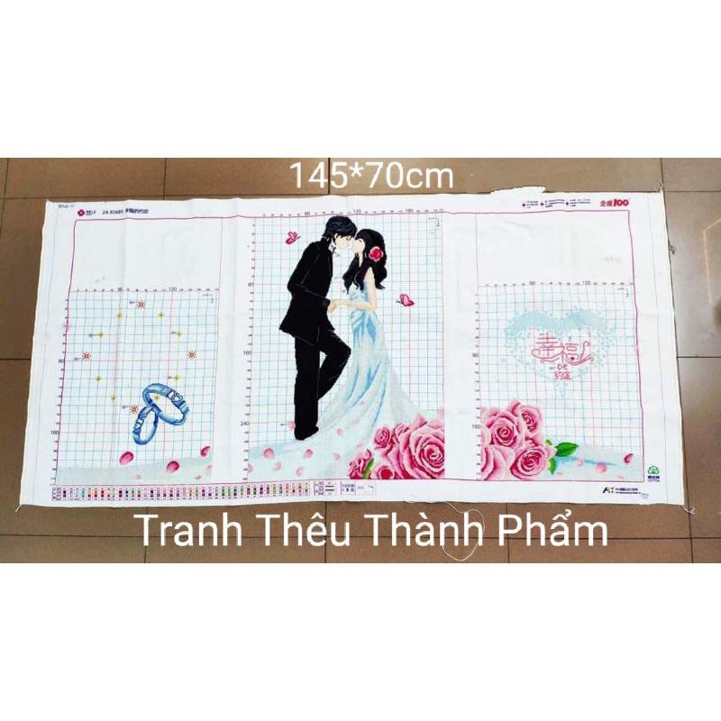(Đã Thêu) Tranh Thêu Mẫu Người Đám Cưới Cô Dâu Chú Rể ZA81689