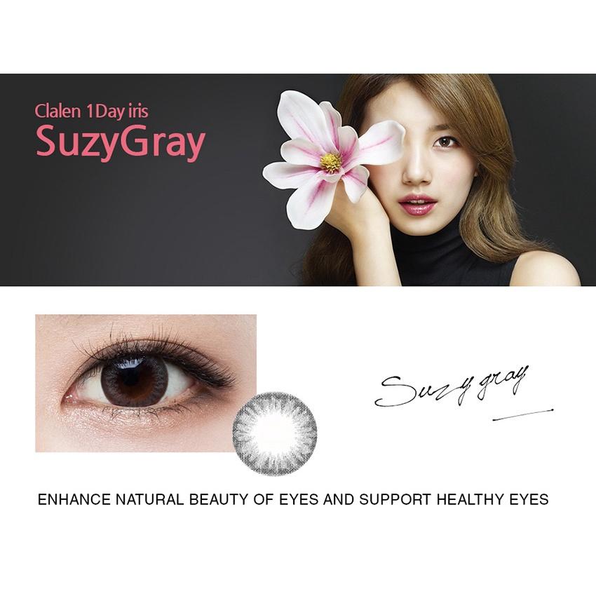 Kính áp tròng Hàn Quốc có độ Clalen Iris màu xám tự nhiên Suzy Gray dùng 1 ngày