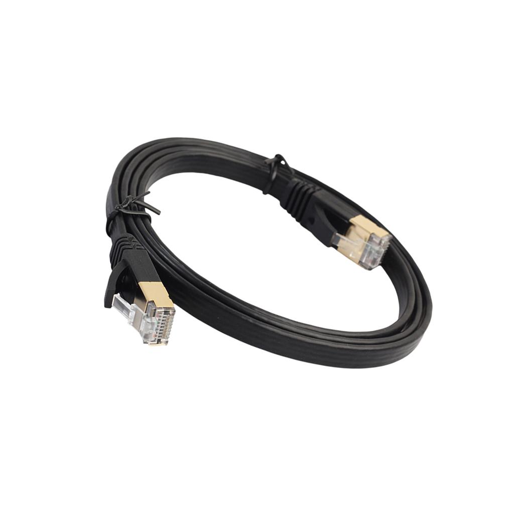 Gold Plated RJ45 Flat Cat7 Ethernet 10Gbps SSTP Network LAN Cable Lot 1m-15m