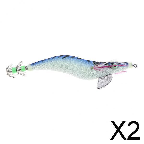 2x3.5# Squid Jigs Luminous Fishing Lures Artificial Baits Shrimp Blue