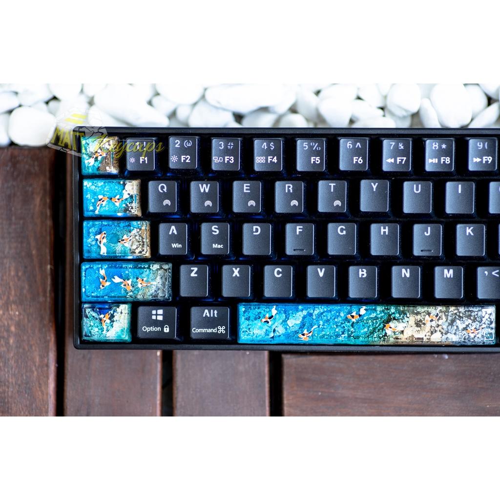 Set nút bàn phím cá koi phối màu san hô tiểu cảnh - Keycap artisan handmade