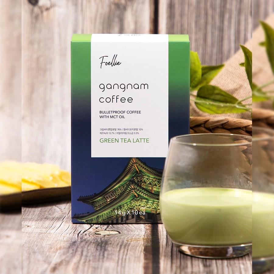 Hộp 10 Gói Cà Phê HƯƠNG TRÀ XANH Foellie Gangnam Coffee 14g x 10 - Green Tea Latte