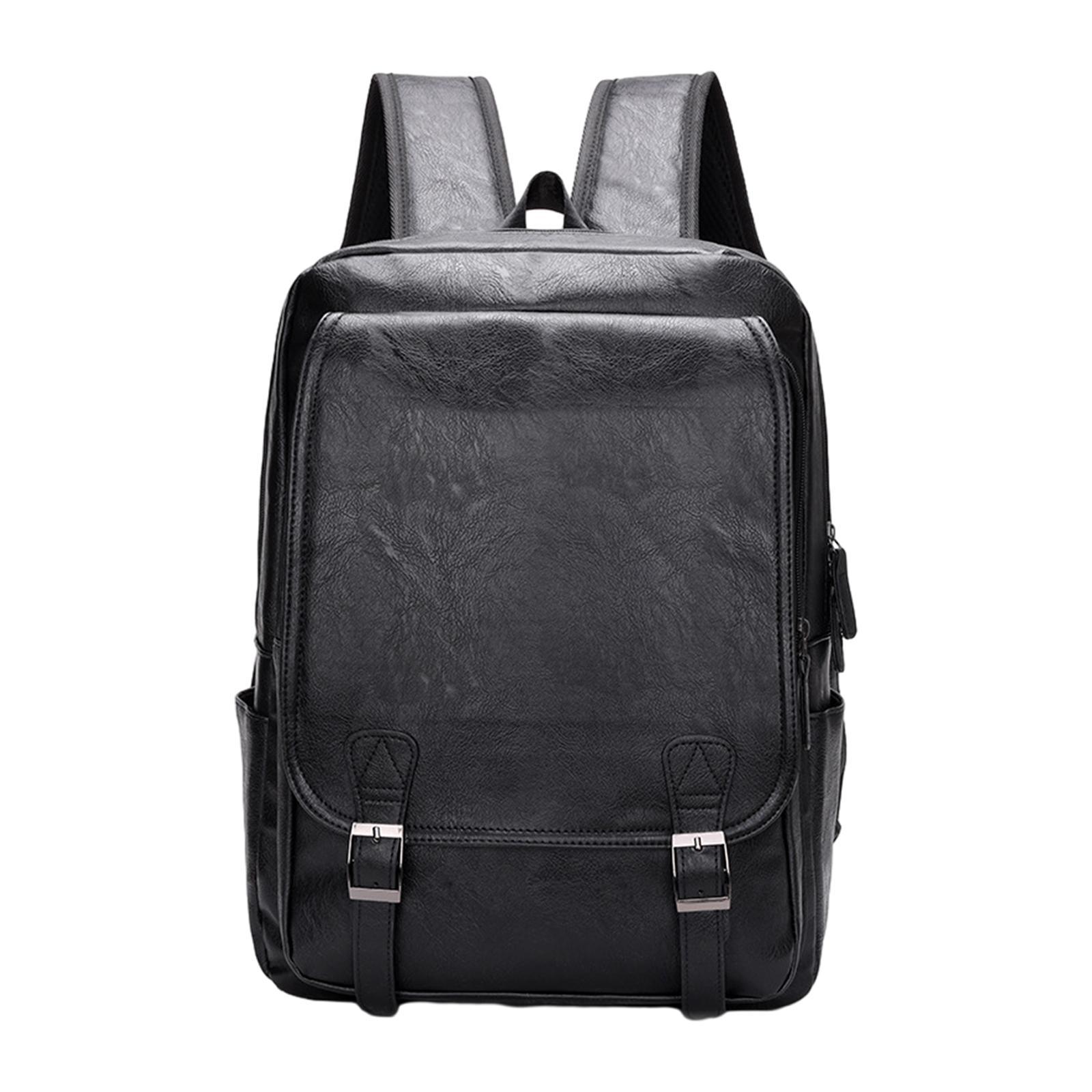 Laptop Backpack Men's PU Leather Backpack for Notebook Bookbag Casual Daypack Rucksack for Hiking Office Travel Work Shopping