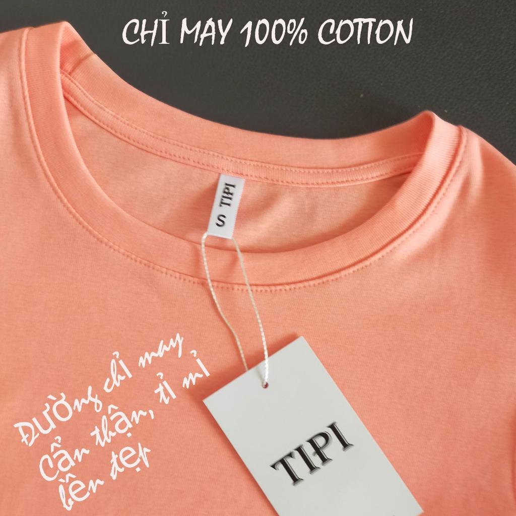 Áo croptop nữ cổ tròn tay ngắn, chất 100% cotton Zip, croptop cổ tròn ngắn tay trơn phong cách Hàn Quốc