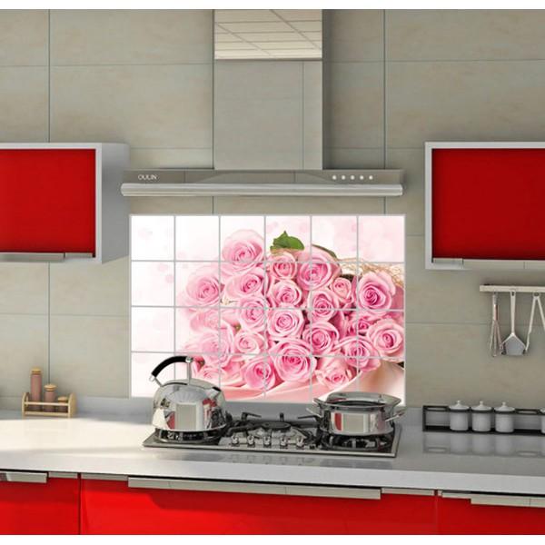 Decal dán bếp tráng nhôm cách nhiệt size lớn - hoa hồng xinh