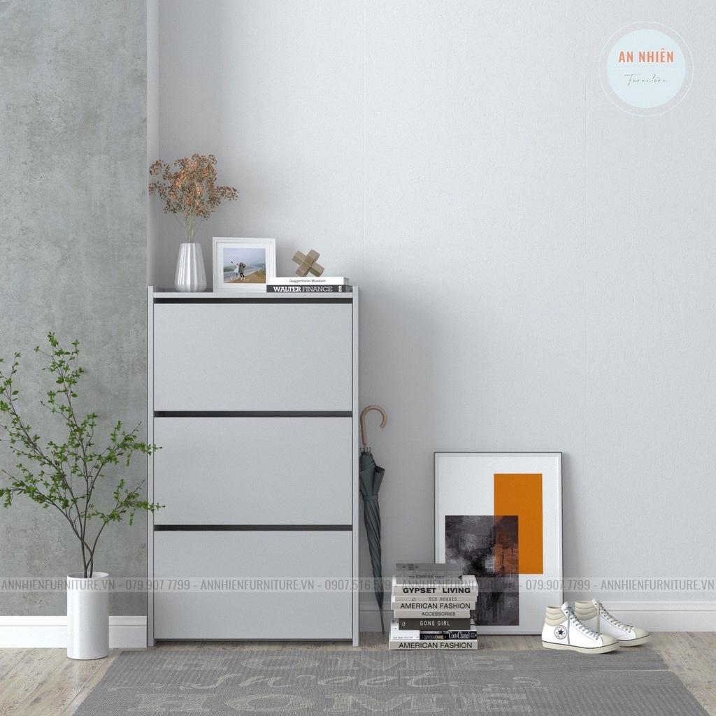 Tủ Giày Gỗ - Kệ Giày Dép 3 Tầng 6 Ngăn Cánh Lật Cao Cấp An Nhiên - Dài 65cm Rộng 25cm