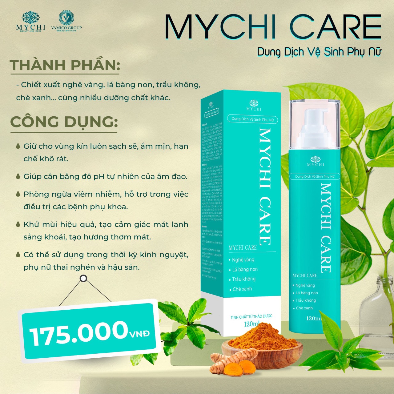 Dung dịch vệ sinh Mychi care - làm sạch, mát, khô thoáng như xông hơi