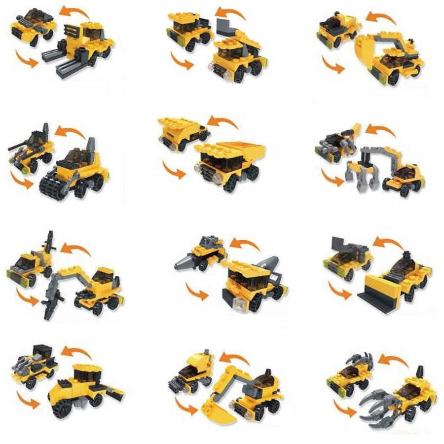 Bộ 6 Trứng Đồ Chơi Lắp Ráp Các Loại Xe Công Trường