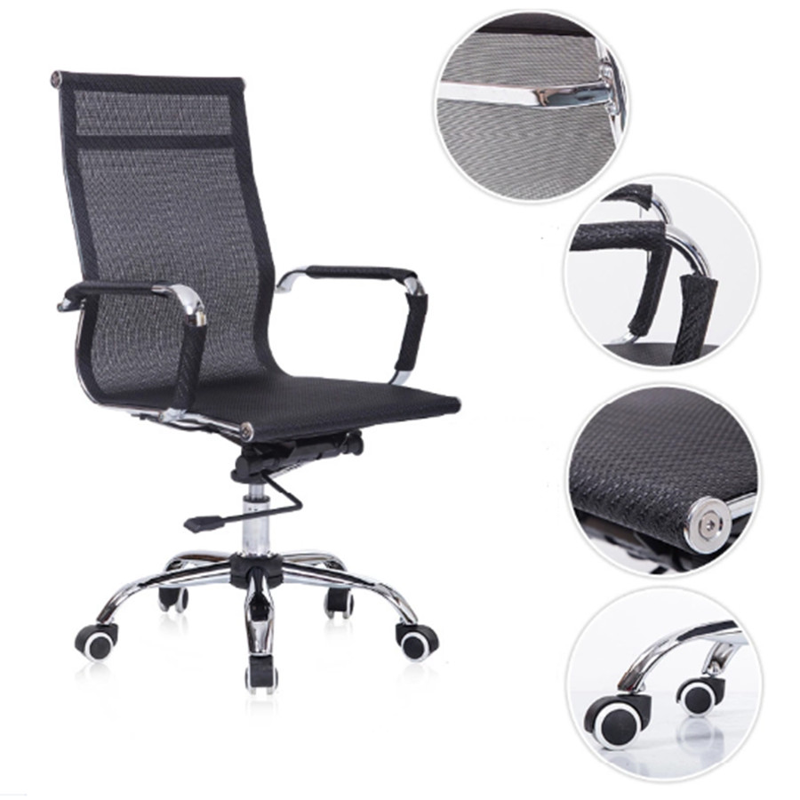Ghế lưới xoay văn phòng, chân thép mạ crom, xoay 360 độ F-B02