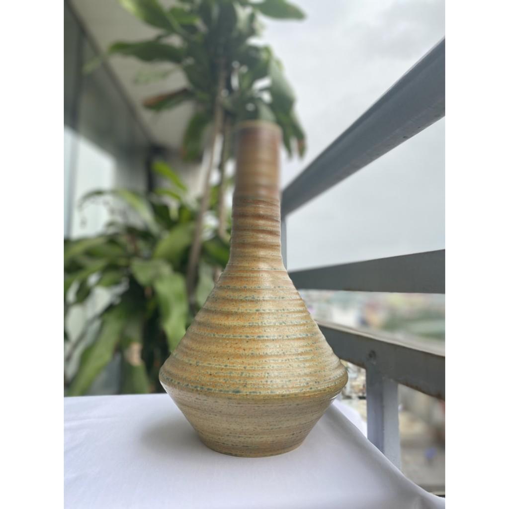 BÌNH HOA BÁT TRÀNG CAO CẤP MEN HỎA BIẾN MÀU VÀNG GỖ ĐỘC ĐÁO