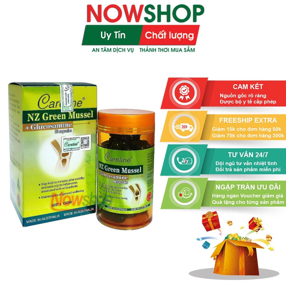 Viên uống vẹm xanh Careline NZ Green Mussel + Glusamine tái tạo sụn giúp giảm đau nhức xương khớp