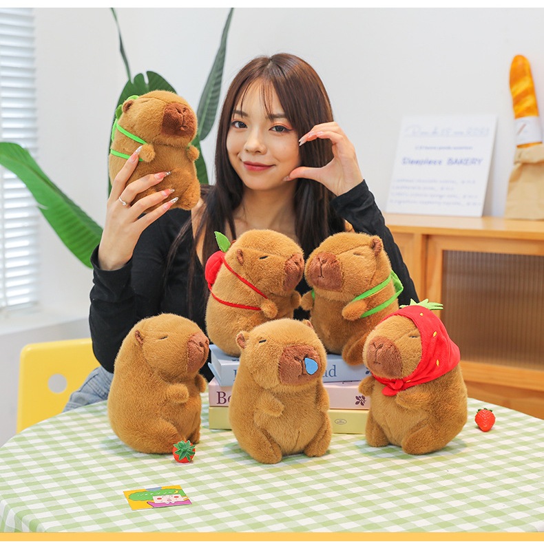 Thú nhồi bông capybara nhiều mẫu mini - Size 20 đến 22cm - Quà tặng chuột lang dễ thương êm mịn cho bé