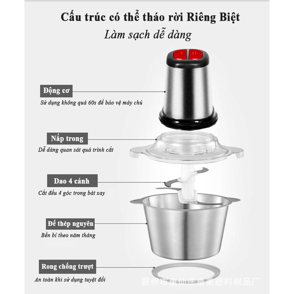 MÁY XAY THỊT ĐA NĂNG CỐI INOX DUNG TÍCH 2 LÍT - 250W - Hàng chính hãng