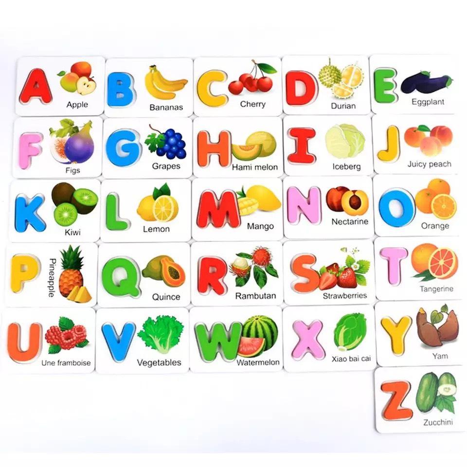 Đồ Chơi Hộp Ghép Chữ Cái Tiếng Anh English Letter Indentification Card Tặng Kèm Bộ 40 Thẻ Flashcard Tập Viết Chữ Và Số