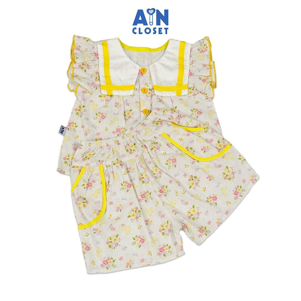 Bộ quần áo Ngắn bé gái hoạ tiết Chùm Hoa Vàng Cotton - AICDBGXNWLWR - AIN Closet