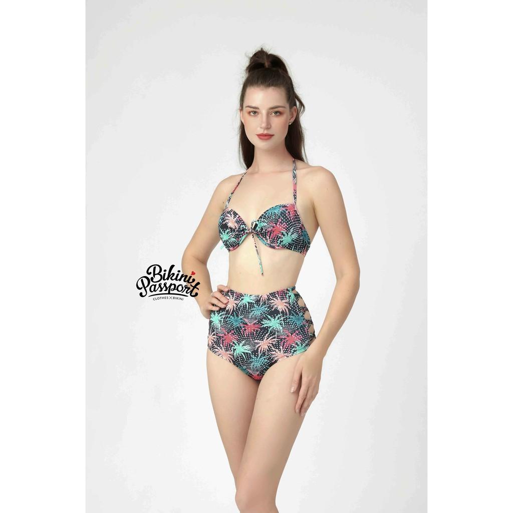 Đồ bơi Nữ BIKINI PASSPORT kiểu Lưng cao quần đan dây- màu Họa tiết - BS094_HOT