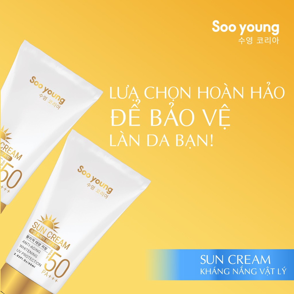 KEM CHỐNG NẮNG SUN CREAM SPS 50+ PA+++ SOO YOUNG