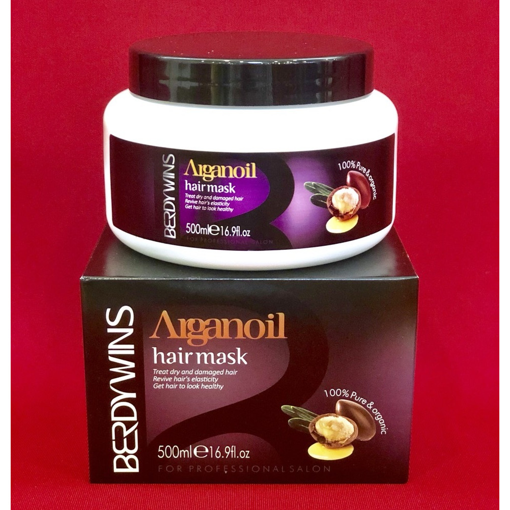 Hấp dầu Keratin phục hồi tóc hư tổn Berdywins Argan Oil (dạng hũ) 500ml