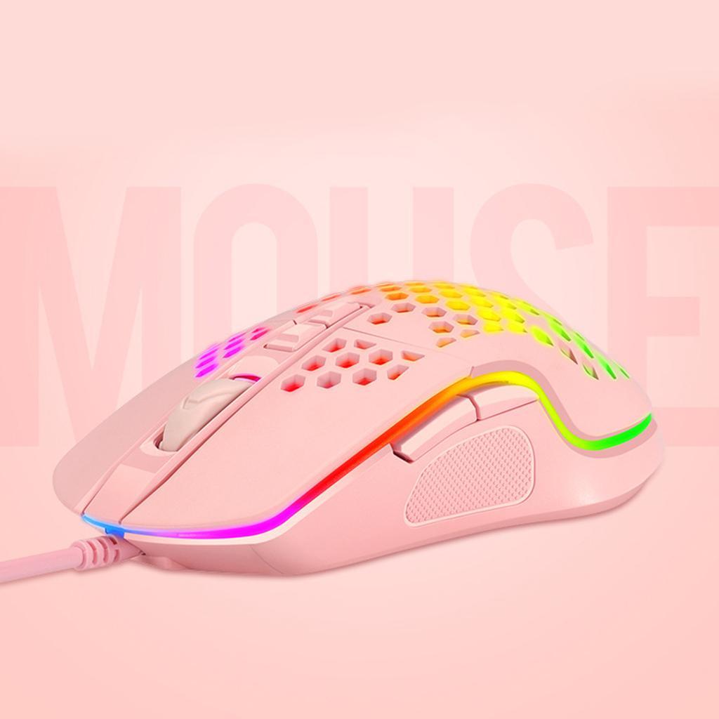 RGB Backlit USB Gaming Mouse 7 Buttons 1600DPI With Honeycomb Shell