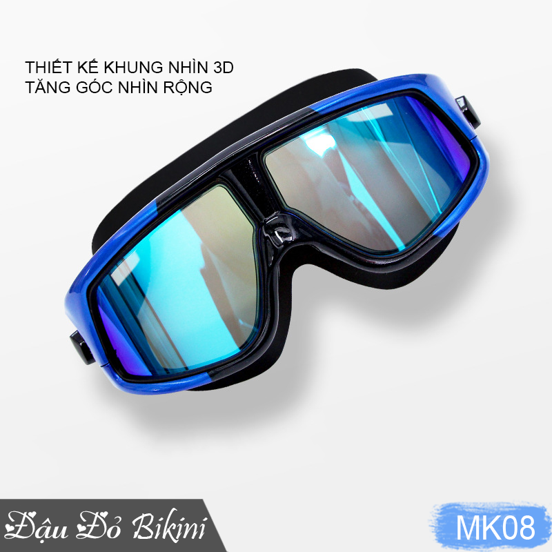 Kính bơi panorama người lớn, mắt kính khổ rộng, chống nước và sương mù khi bơi, bảo vệ mắt hiệu quả, có dây chỉnh theo vòng đầu | MK08