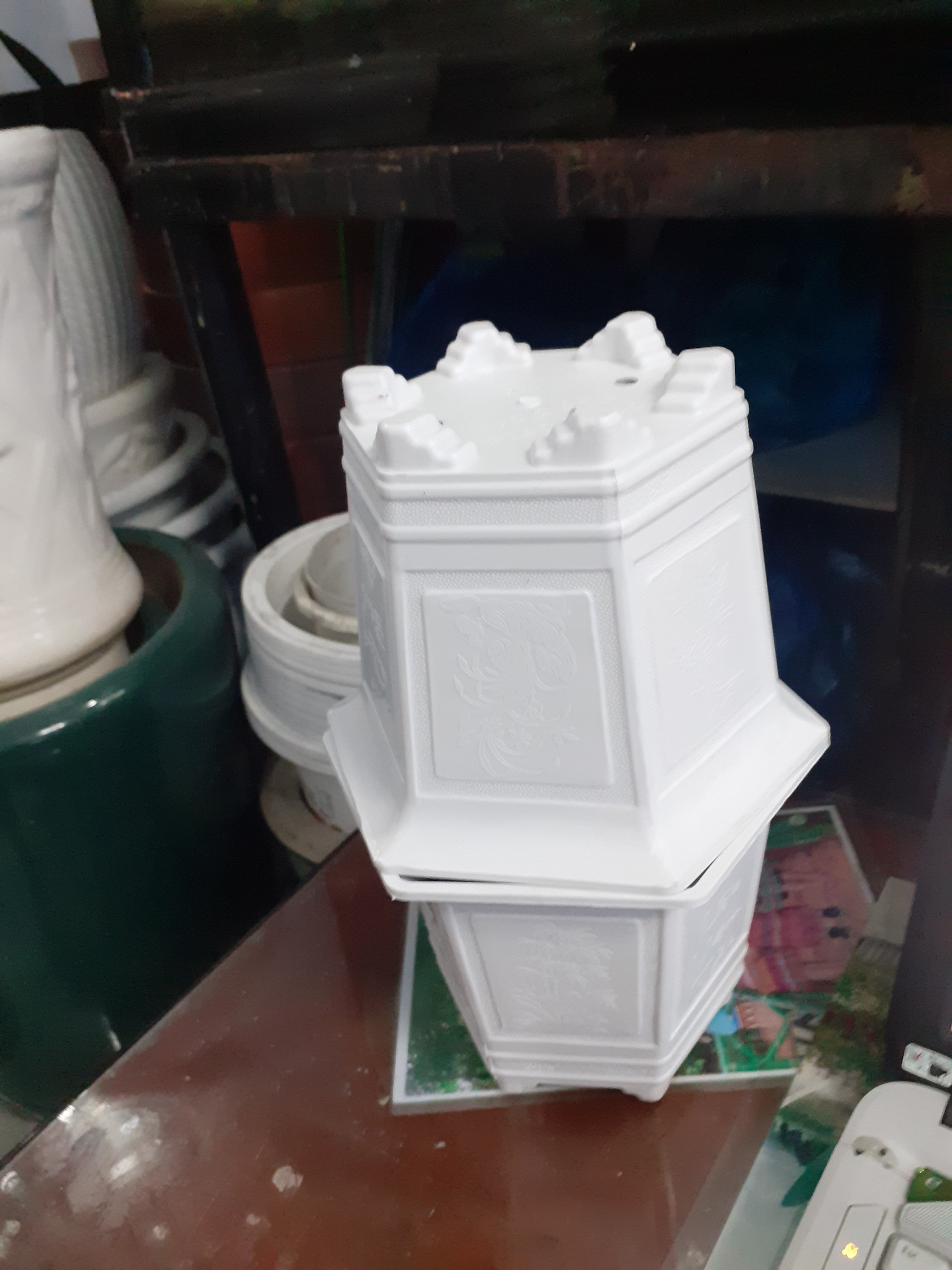 1 cặp chậu lục giác 6 trắng