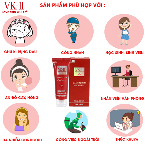 Sữa rửa mặt VK II Cleasing Foam Collagen Love Skin White 80ml