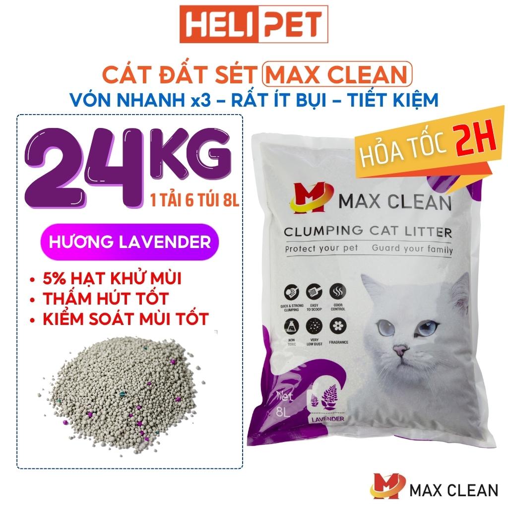 1 TẢI 6 BỊCH 24KG Cát Vệ Sinh Cho Mèo Max Clean- HeLiPet