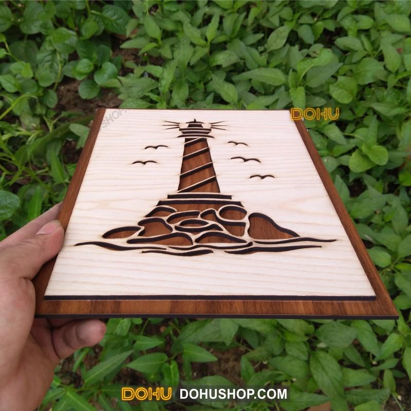 Tranh Gỗ Treo Tường Handmade DOHU016: Ngọn Hải Đăng - Thiết Kế Đơn Giản, Độc Đáo, Sang Trọng
