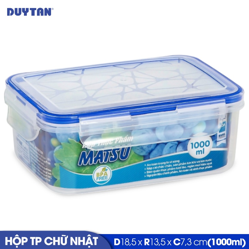 Hộp đựng thực phẩm chữ nhật nhựa Duy Tân Matsu 1000ml  - 03192 - Hàng chính hãng