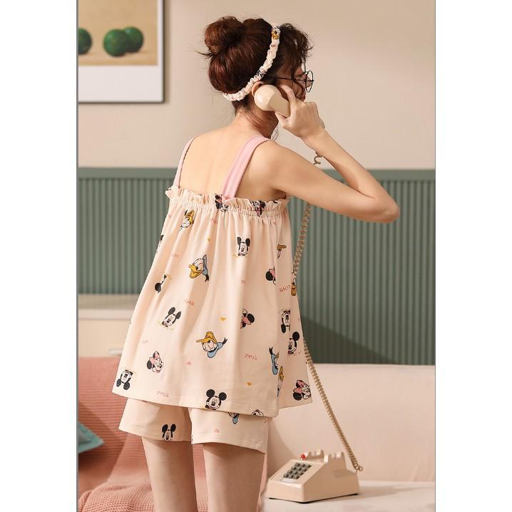 Bộ đùi 2 dây siêu đáng yêu, họa tiết cute, chất vải cotton 100% mềm mịn, thoáng mát, mặc cực kỳ dễ chịu,  size M-2XL