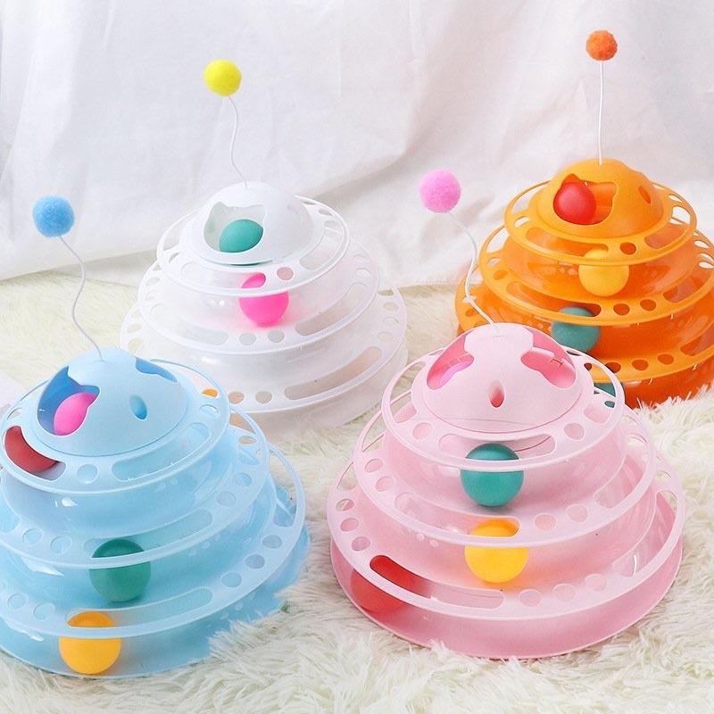 Tháp bóng lăn 4 tầng- Tháp bóng 3 tầng- Đồ chơi tháp bóng cho mèo Taotaopet
