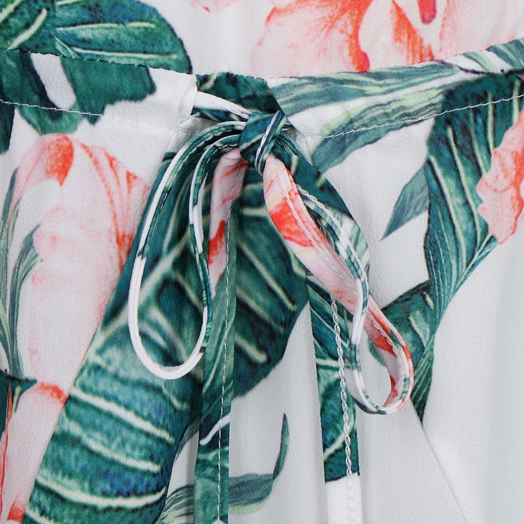 Women's Summer Strapless Floral Print Boho Tube Wrap Chest Beachwear Dress