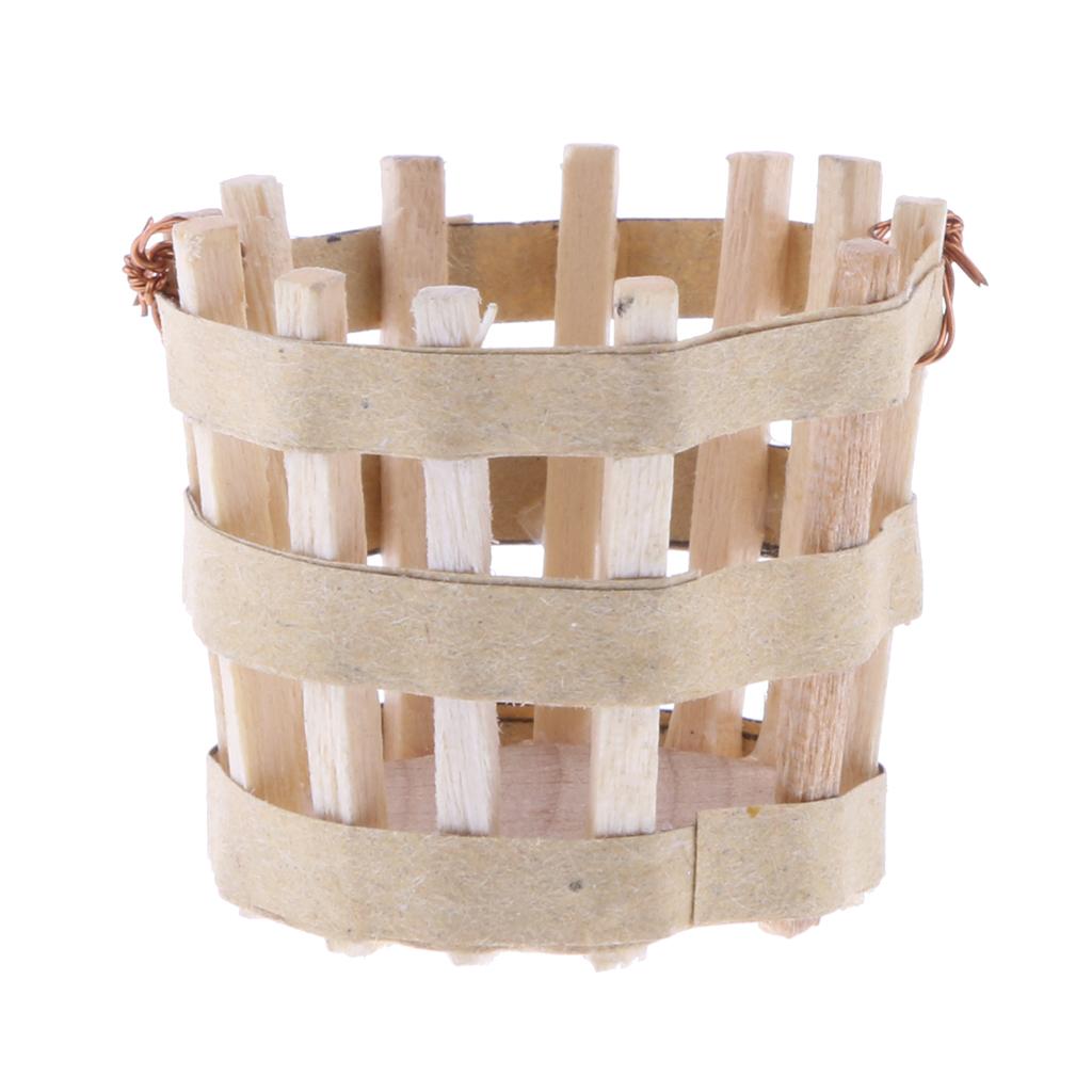 1:12 Dollhouse Miniature Wooden Basket Furniture Decoration
